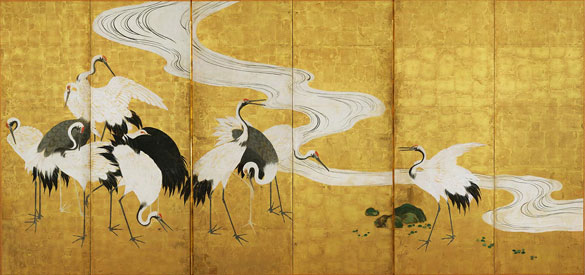 Fototapete Wallpepper Gold crane goldene Kraniche gold schwarz weiß aus Berlin online kaufen