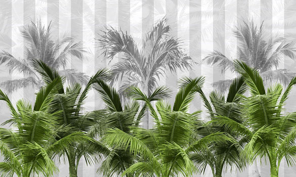 Fototapete Wallpepper Palm spring Palmen Blätter grün auf weiß grau aus Berlin online kaufen