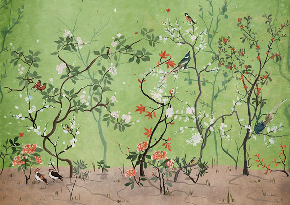Fototapete Fotodruck Wallpepper La selva fiorita Wald grün beige braun gelb weiß schwarz aus Berlin online kaufen