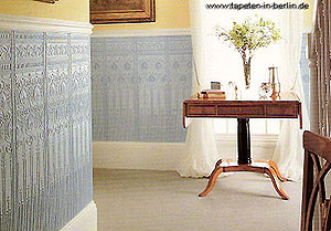 Lincrusta Jugendstil Tapete hellblau online kaufen - Flur u. Treppenhaus