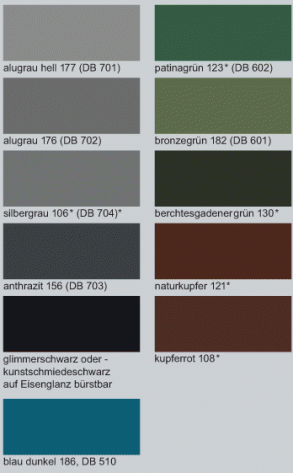 Rostschutz: Rostschutzfarbe © Schuppenpanzer Eisenglimmer Farbtonkarte hochwertige Farben © Norix im Farbenfachgeschäft Berlin