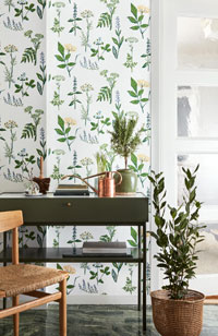 Raumbild Wohnzimmer Küche - Tapeten Idee Blumen Koksvaxter Kitchen aus Berlin Deutschland