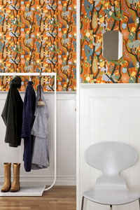 Raumbild Diele Flur - Tapeten Idee orange Melodi Hallway aus Berlin Deutschland