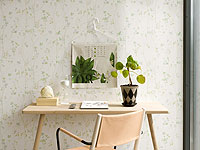 Raumbild Wohnzimmer - Tapeten Idee Blumen grün Eco Nature Spring Tvig aus Berlin Deutschland