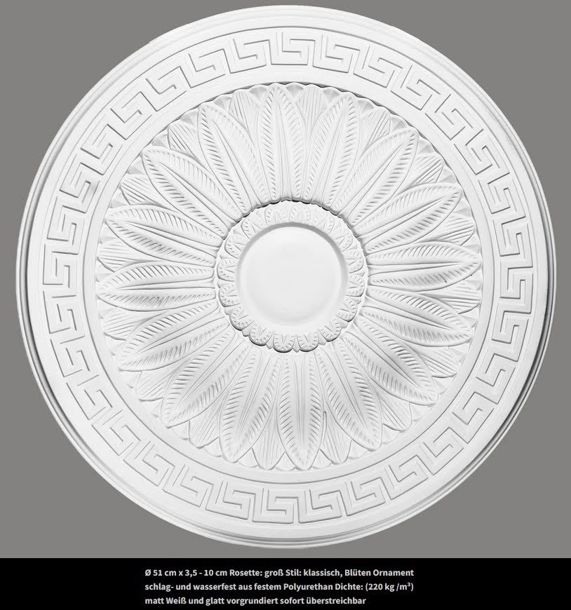 Decken Rosette im traditionellen Stil aus festem Polyurethan in Berlin und online kaufen
