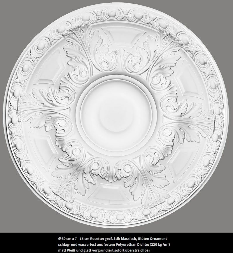 Decken Rosette im traditionellen Barock Rokoko Stil aus festem Polyurethan in Berlin und online kaufen