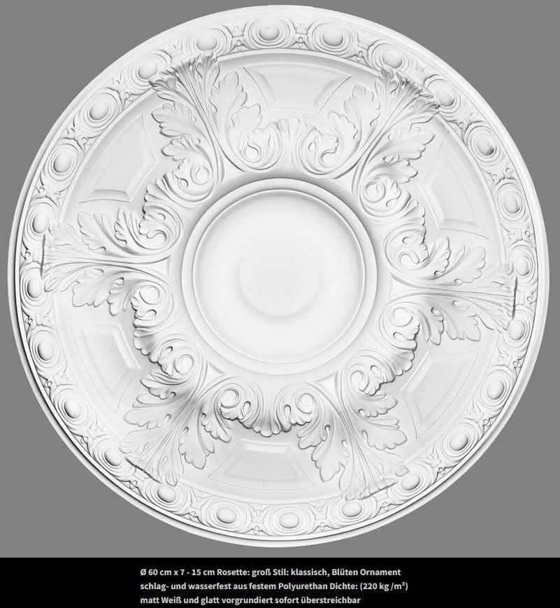 Decken Rosette im traditionellen Barock Rokoko Stil aus festem Polyurethan in Berlin und online kaufen
