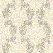 Stiltapete barockes Blumen Muster beige weiß schlammfarben