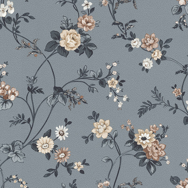 romantische Blumentapete, Blumen beige grün grau weiß aus Berlin kaufen
