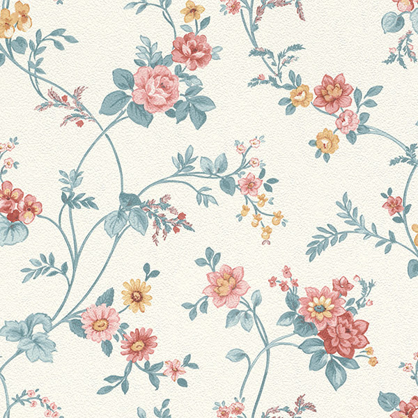romantische Blumentapete, Blumen in rot rosa blau grün beige pastell weiß aus Berlin kaufen