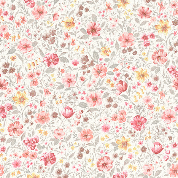 romantische Blumentapete, Blumen in rot rosa gelb gr&u braun beige weiß aus Berlin kaufen