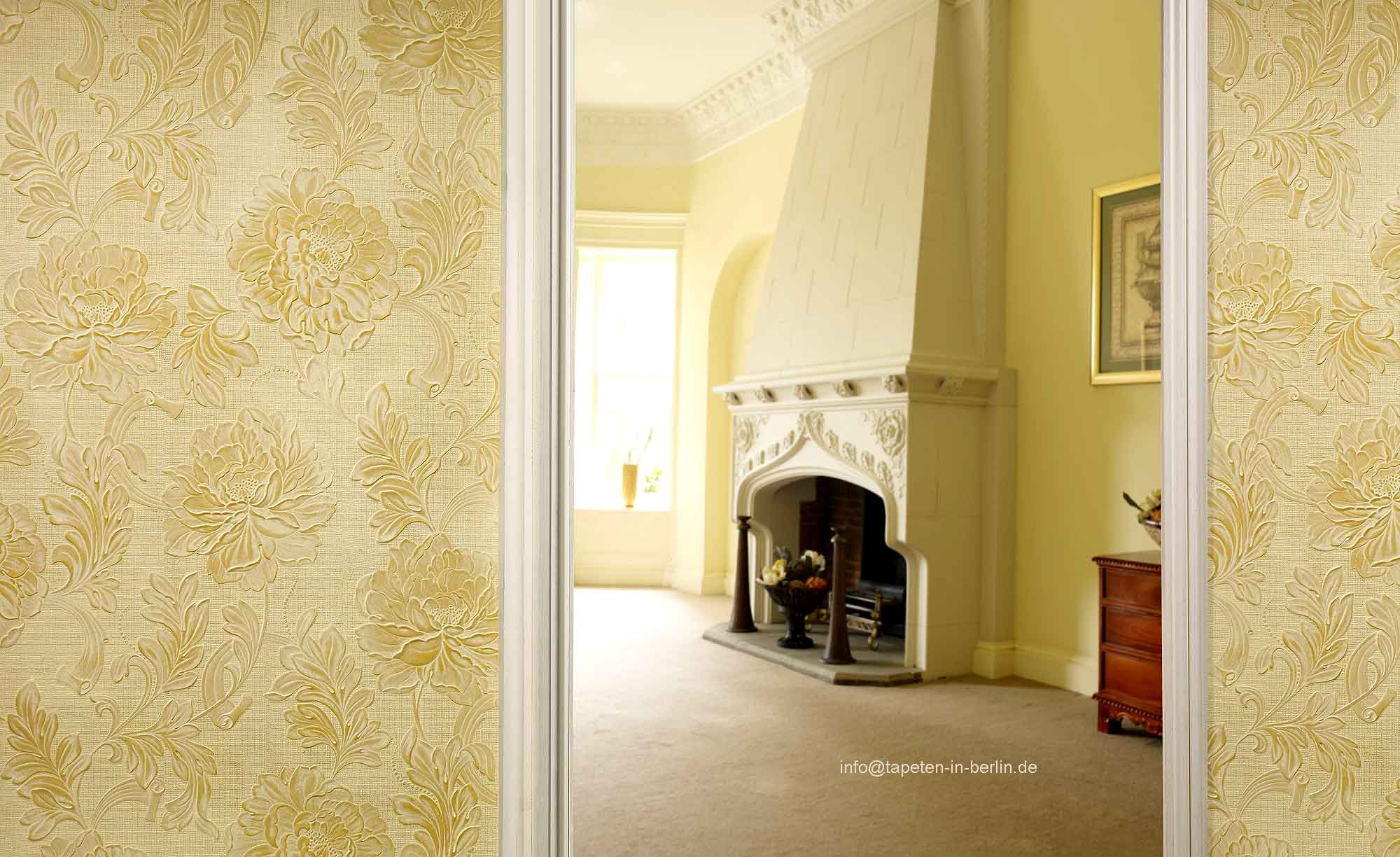 Lincrusta Stil Tapete Wohnzimmer große Blumen online kaufen