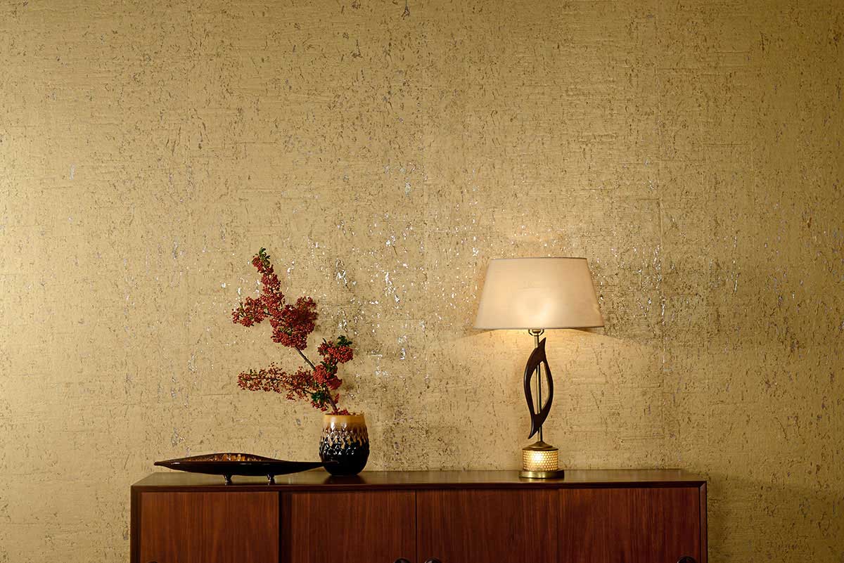 Kork Natur Tapete mit Gold online kaufen