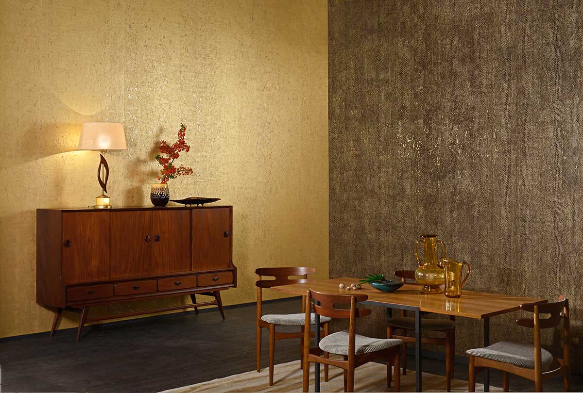 Kork Natur Tapete mit Gold online kaufen