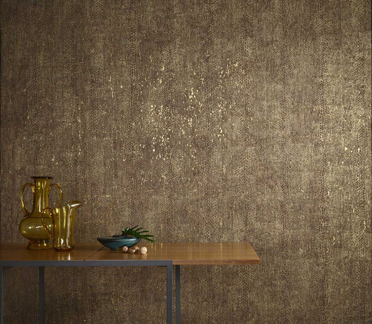 Kork Natur Tapete mit Gold online kaufen